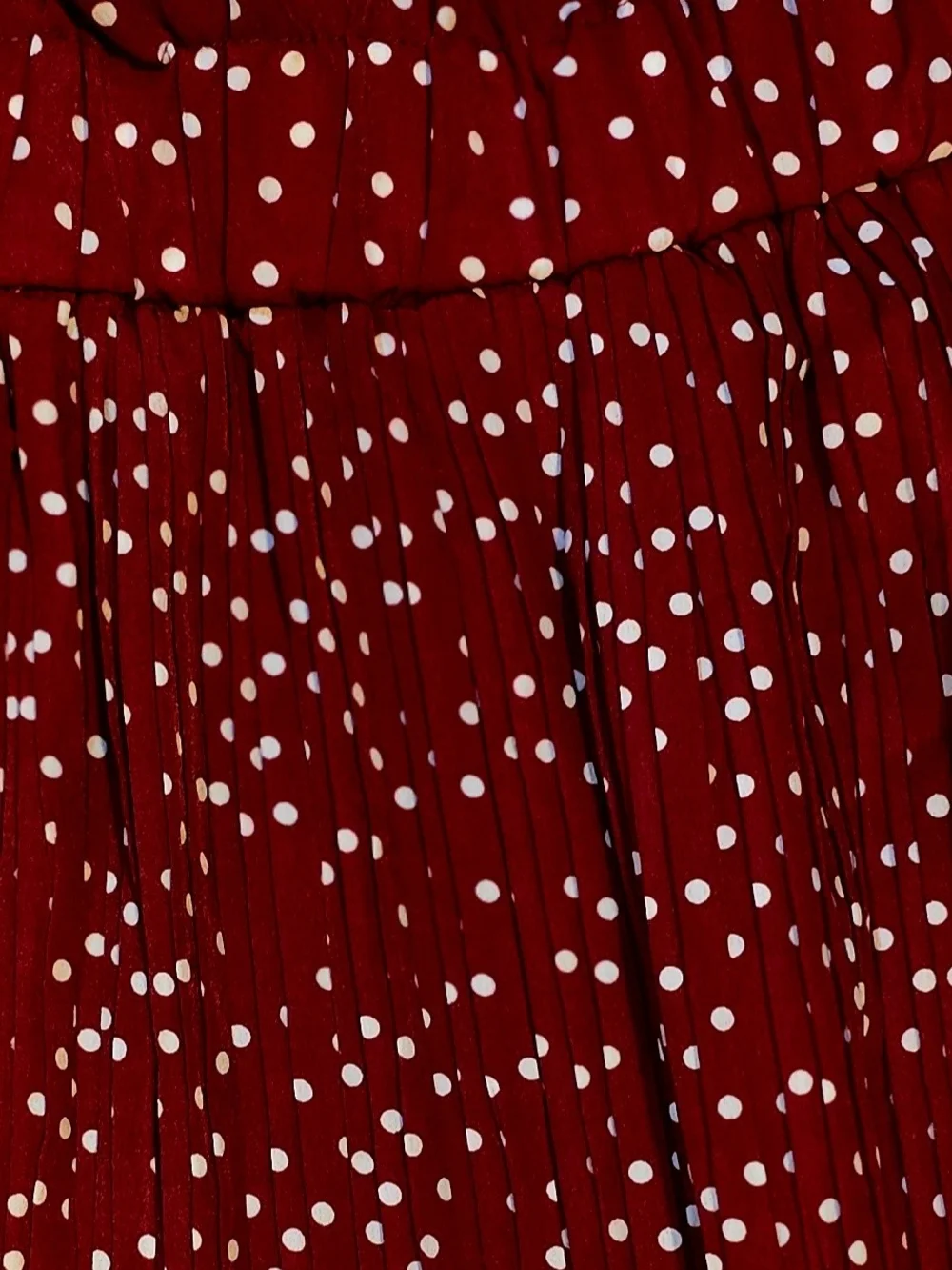 Red Polka Dot A-Line Midi Skirt with Elastic Waist - Picture 4 of 4
